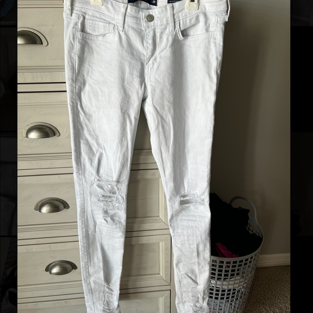 White ripped Hollister jeans